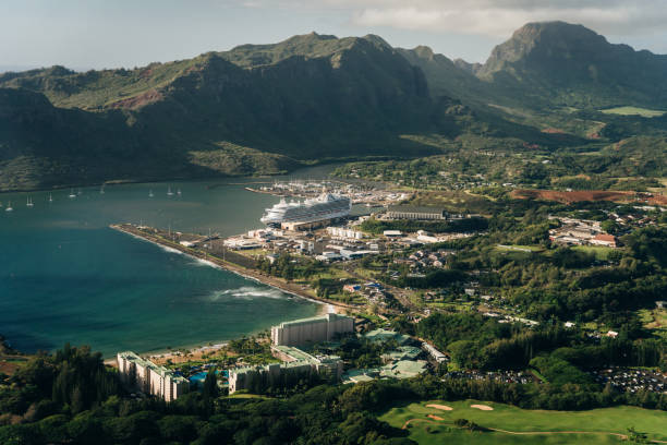 Lihue, Kauai Hawaii , USA - sep 2022 Aerial view of Nawiliwili Bay and Kalpaki Beach Lihue, Kauai Hawaii , USA - sep 2022 Aerial view of Nawiliwili Bay and Kalpaki Beach. High quality photo stopover stock pictures, royalty-free photos & images
