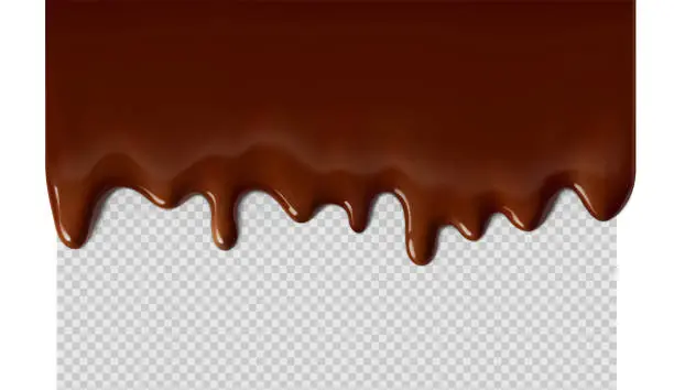 Vector illustration of Hyper realistic melted chocolate drops. Vector illustration. Сan easily be used for different backgrounds.