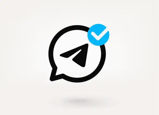 Vector illustration of Speech cloud pictogram with plane sign and approve check mark. Linear vector linear icon