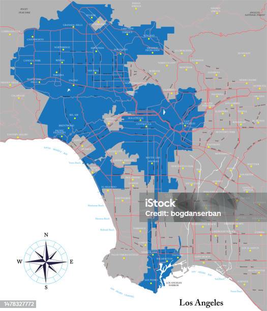 Los Angeles And Metropolitan Area Map Stock Illustration - Download