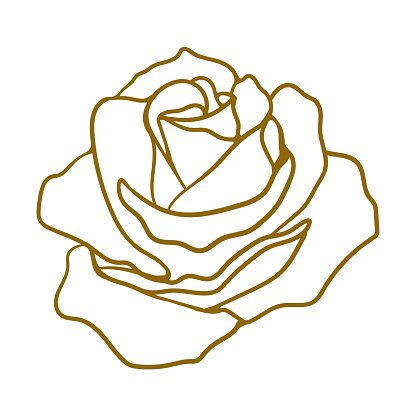 Rose bud icon outline. Simple elegant rose flower pattern for wedding invitations and cards.