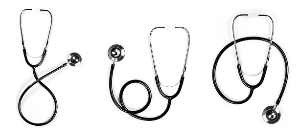 Stethoscope for medical on white background. Collection.
