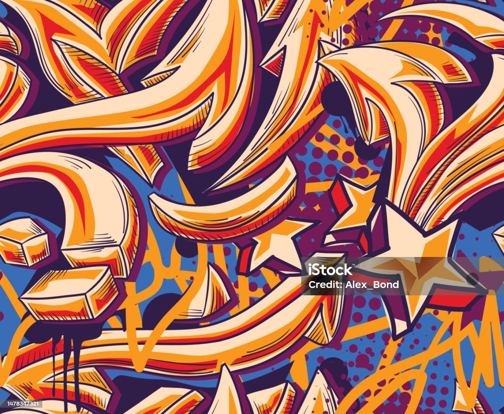 Funky Pattern Graphity Funky Colorful Graffiti Arrows Seamless Background Stock Illustration ...