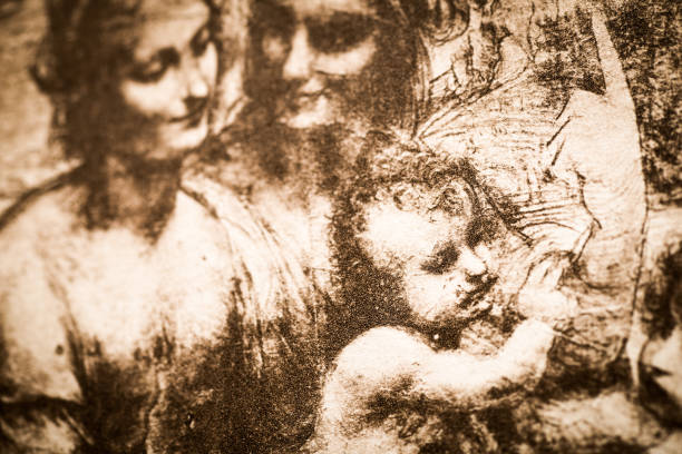 illustrations, cliparts, dessins animés et icônes de croquis et des dessins de léonard de vinci : sainte-anne - grandmother mother italian culture retro revival