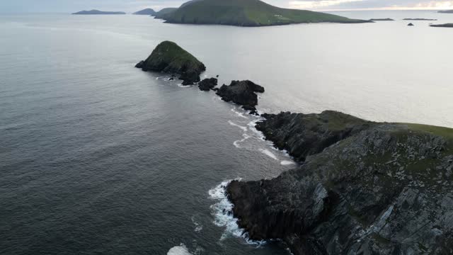 Aerial video of Dunmoore Head and Coumeenoole Beach on the Atlantic Galway in ireland