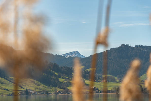 Fascinating view over the lake Aegerisee in Switzerland