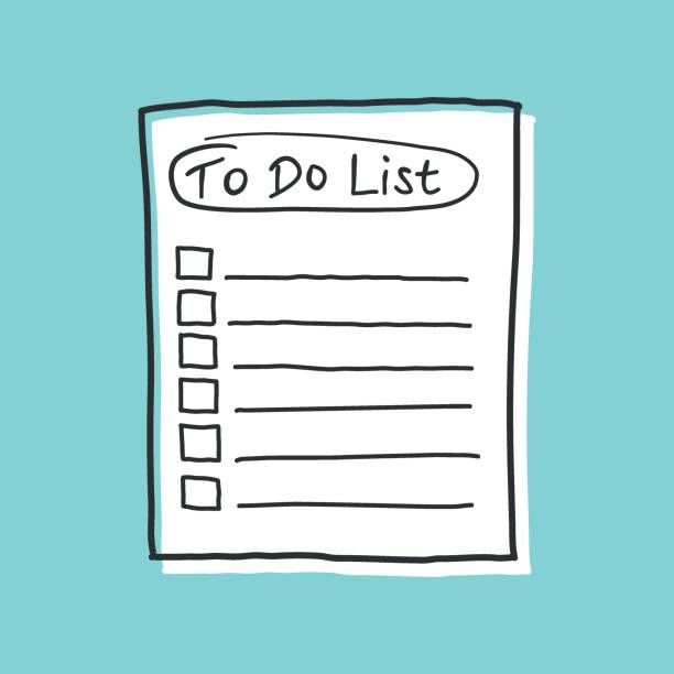 ikona ręcznie rysowanego arkusza papieru memo w płaskim stylu. ilustracja wektorowa karteczki samoprzylepnej na izolowanym tle.  do zrobienia podpisz koncepcję biznesową. - to do list checklist list adhesive note stock illustrations