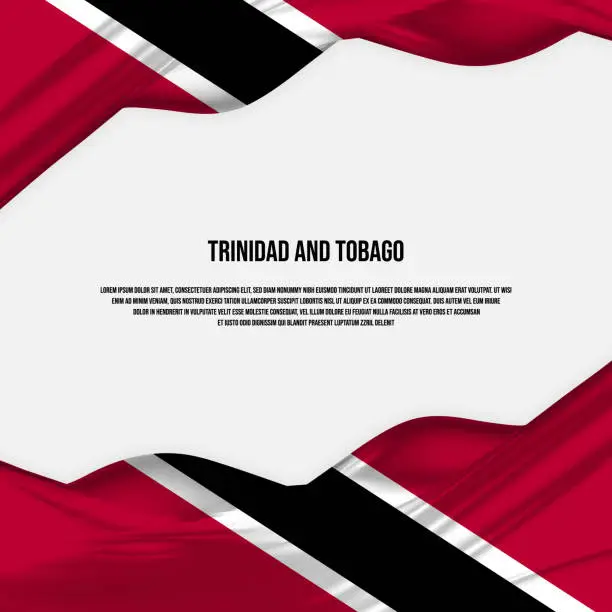 Vector illustration of Trinidad and Tobago flag design. Waving Trinidad and Tobago flag made of satin or silk fabric. Vector Illustration.