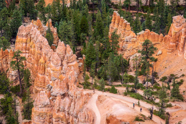Navajo Loop Trail, Bryce Canyon, Utah, USA Navajo Loop Trail in a cloudy day at Bryce Canyon, Utah, USA sunrise point stock pictures, royalty-free photos & images