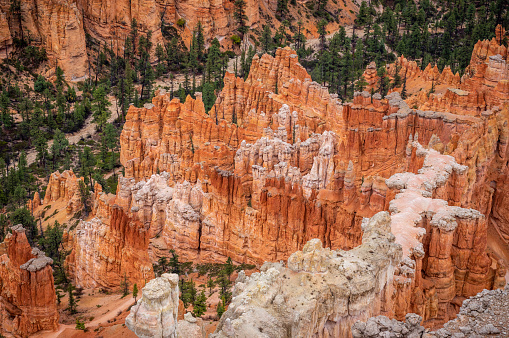 aerial view ot the Hoodoos in the Amphitheater At Bryce Canyon National Park In Utah