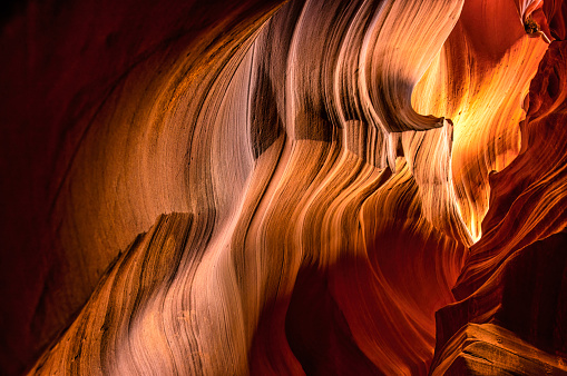 Antelope Canyon, Arizona.  A natural formation within the upper canyon shaped like a bear.  Named by the Navajo.