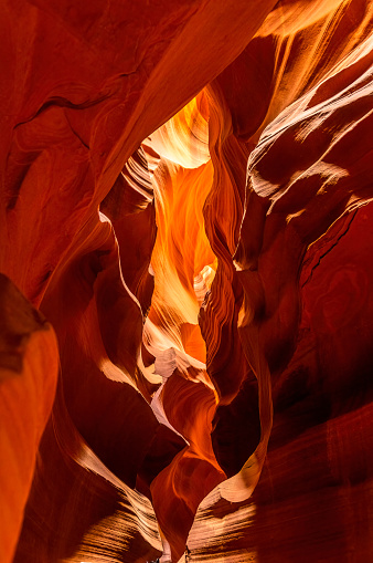 A beautiful shot of abstract orange sandstone patterns in Antelope Canyon, Arizona, USA