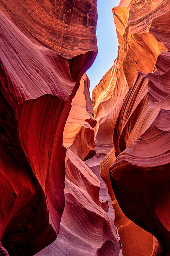 The stunning sandstone formations in Antelope Canyon. Arizona, USA