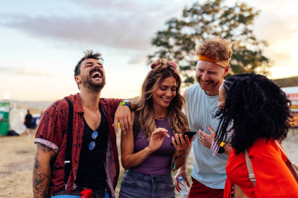 istock Two couples together at festival 1478375533