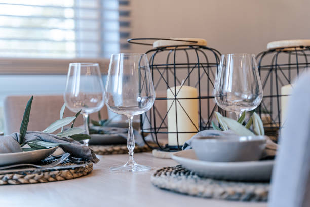 istock Closeup shot of beautiful table setting with wine glasses 1478390481
