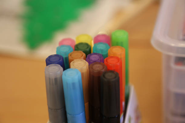 istock Detailed shot of colored felt-tip pens on a table 1478390504