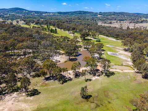 An aerial view of natural landscapes in Emmaville, NSW, Australia, taken with a DJI Mavic Air Drone