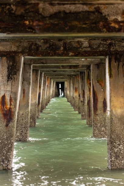 istock Sun-drenched pier jutting out into the ocean, surrounded by waters 1478393418