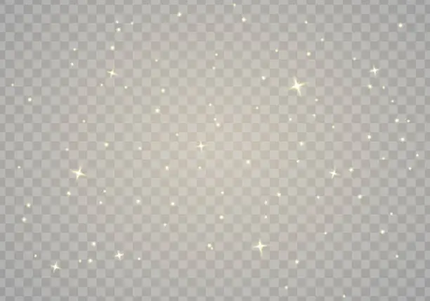 Vector illustration of Abstract sparkles isolated on a transparent background. Bokeh lights effect. Vector dust sparks and bright stars shine with special light effect. Christmas sparkling magical.