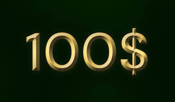 istock Digital render of a gold 100 dollar sign on a black background 1478396070