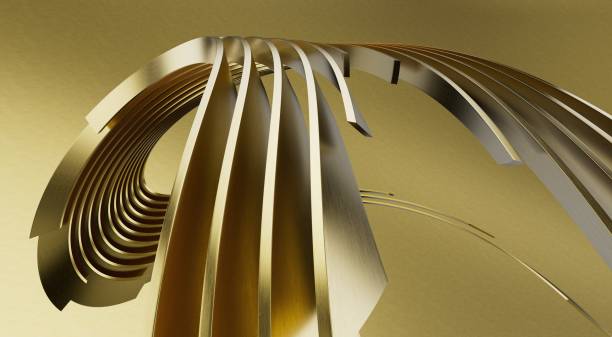 istock 3D render of a golden stripe wavy lines for background or wallpaper 1478397684