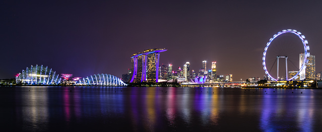 Singapore, Singapore – August 15, 2019: A photo of nightlight views of Singapore
