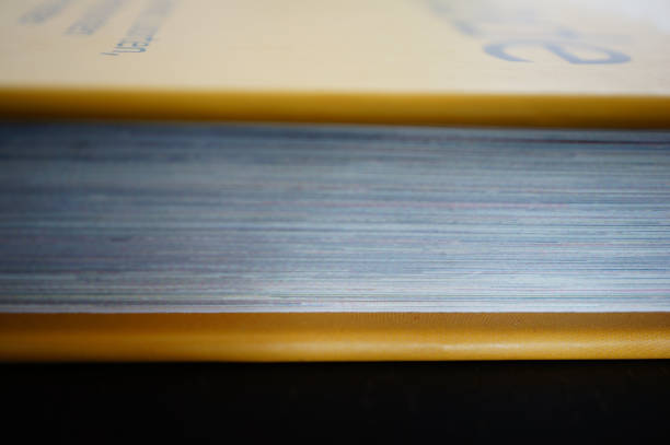 Selective focus shot of a closed book standing on a table
