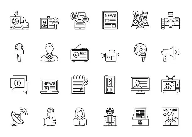 Vector illustration of Journalism Line Icons