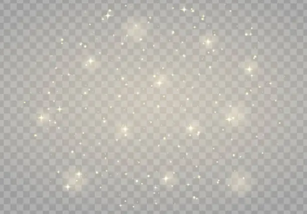 Vector illustration of Abstract sparkles isolated on a transparent background. Bokeh lights effect. Vector dust sparks and bright stars shine with special light effect. Christmas sparkling magical.