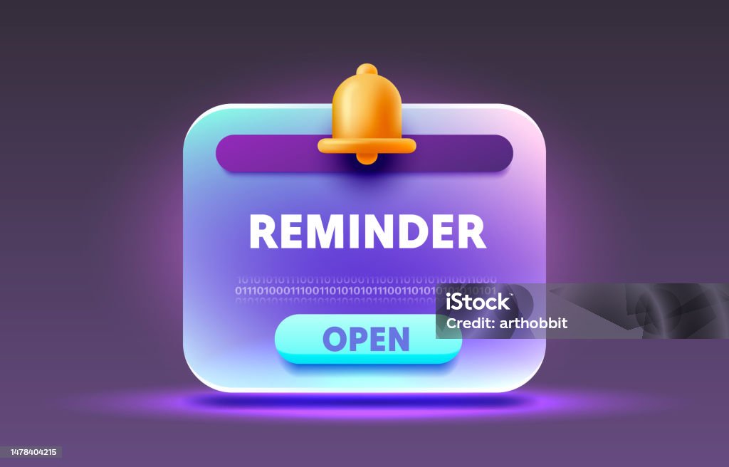 Reminder When Using Media Reminder Service Message Information Media App Ui Vector Stock ...
