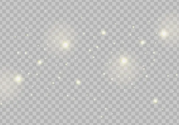 Vector illustration of Abstract sparkles isolated on a transparent background. Bokeh lights effect. Vector dust sparks and bright stars shine with special light effect. Christmas sparkling magical.