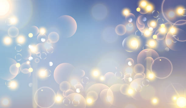 istock Magic lights of bokeh with golden blur soft light on sunset background. Abstract vector illustration of sky with galaxy made blurry bokeh 1478406583