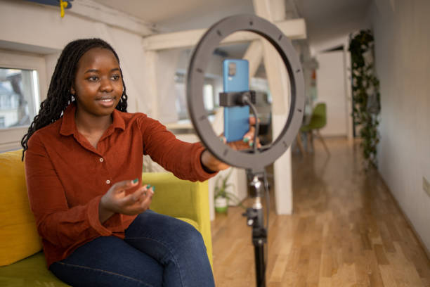 istock Young woman is recording a vlog 1478409395
