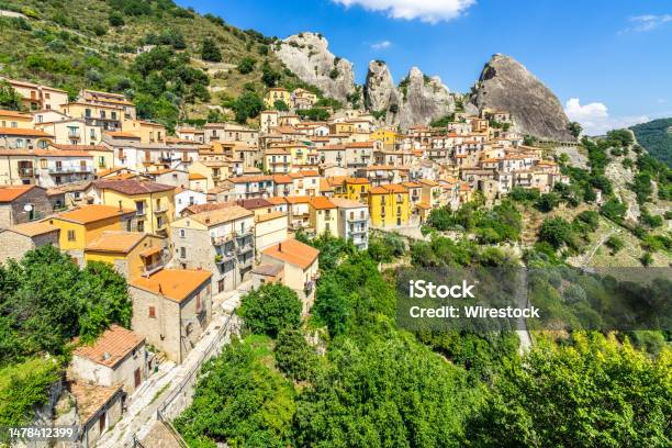 Scenic Panoramic View Of Castelmezzano A Beautiful Village In T Stock Photo - Download Image Now