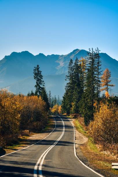 The most beautiful road in Poland with a view of the Tatra Mountains.