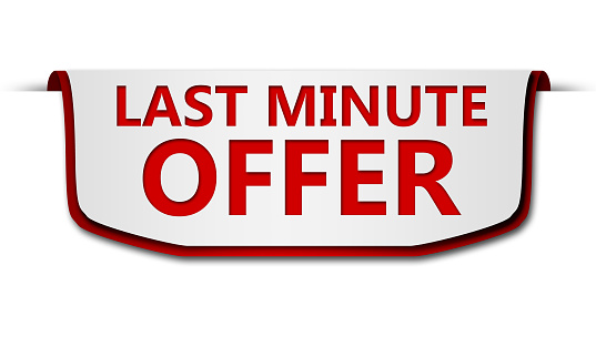 A sale banner with a text 'last minute offer' isolated on a white backgroud