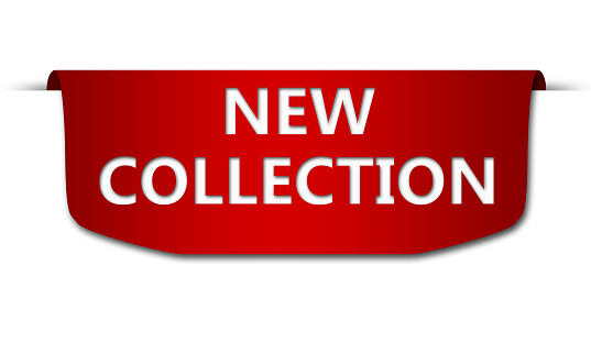 A banner with the text 'new collection' isolated on a white background