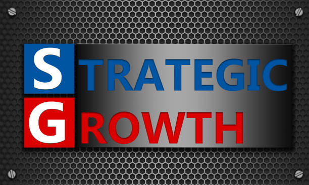 istock 3D rendering of a text 'strategic growth' on mesh hexagon background 1478414375