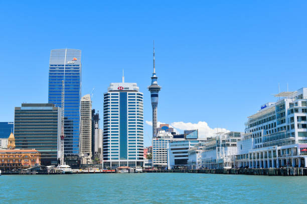 Auckland, New Zealand – January 03, 2021: View of Auckland downtown skyline with new Pwc and Hsbc buildings
