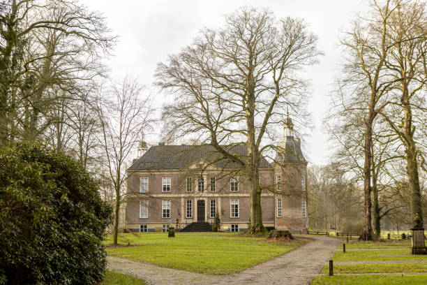 Castle Duivenvoorde, a stately home near the Dutch town of Voorschoten, South-Holland, The Netherlands Duivenvoorde is a unique and still inhabited castle and estate whose roots date back to the 13th century. A large square defense tower once stood here. Remains of this tower are still visible in the facade of the castle and in the Voorhuis. In the later Middle Ages, the need for living space grew and several wings arose around the tower, which remained in existence until the 17th century.