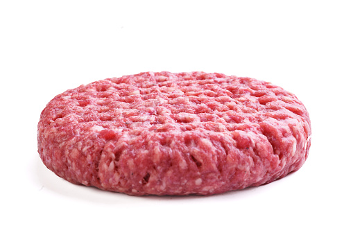 Minced beef hamburger on a white background