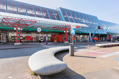 Lelystad, Netherlands, September 4, 2021; Facade and entrance of Lelystad railway station.