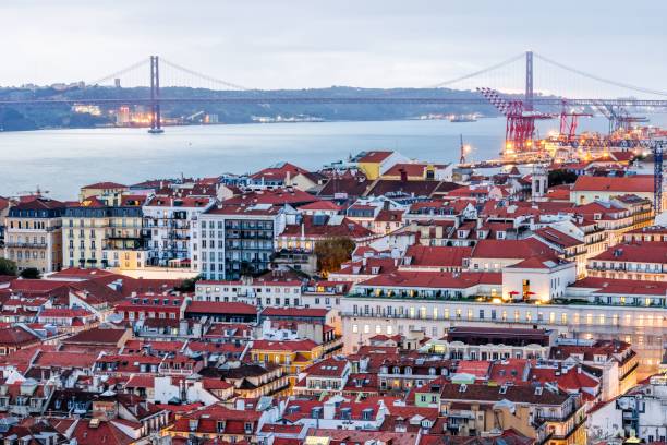 istock Lisbon skyline with the 25 de Abril Bridge in the background. 1478428899