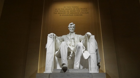 Washington, United States – October 01, 2019: The interior of Lincoln Memorial in Washington DC, USA