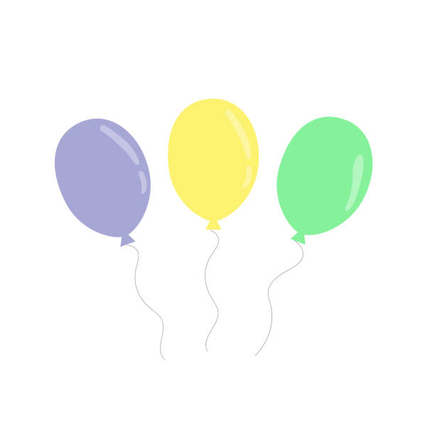 ilustrações de stock, clip art, desenhos animados e ícones de set of cartoon balloons. balloons for birthday and party. flat icon for celebrate. - birthday airplane sky anniversary