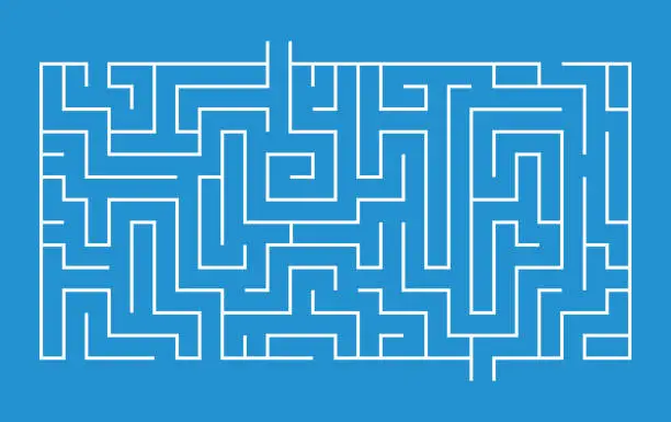 Vector illustration of Maze with One Solution Rectangular Design