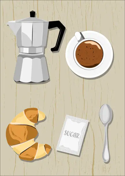 Vector illustration of Italian breakfast