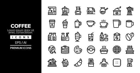 Coffee Editable Stroke Line Icon Set Series