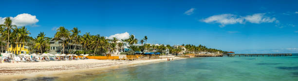 Sandy beach panorama in Key West, Florida. stock photo