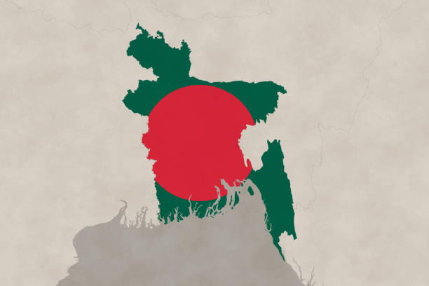 istock Asia map series with Bangladesh, old paper, with flag 1478450325